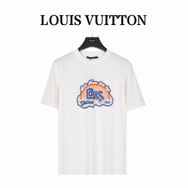 Louis Vuitton 路易威登 彩虹印花短袖t恤 原版 5,850购入开发 采用16S麻棉克重230G 搭配20S双纱1 1螺纹460G 新型水墨胶浆材质
